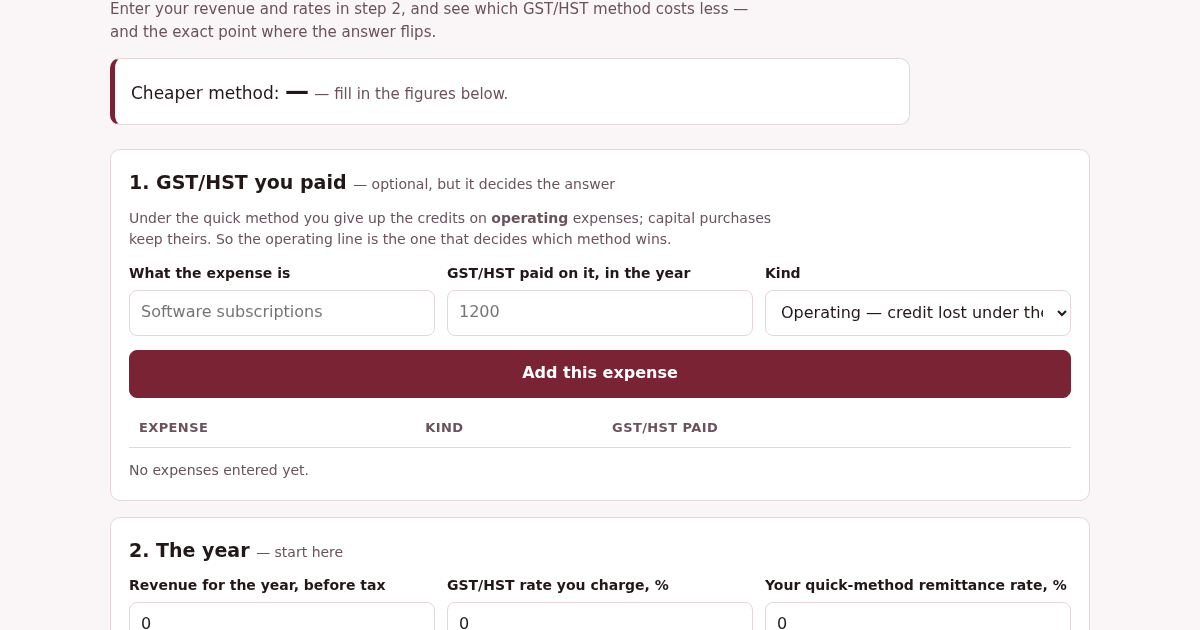 Quick or Regular: Which GST/HST Method Costs Less